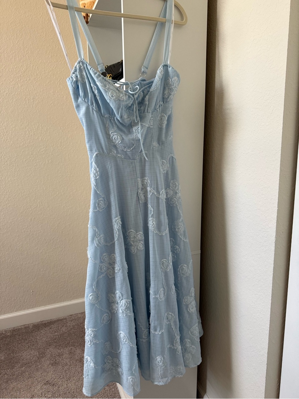Lulu's Light Blue Embroidered Midi Dress